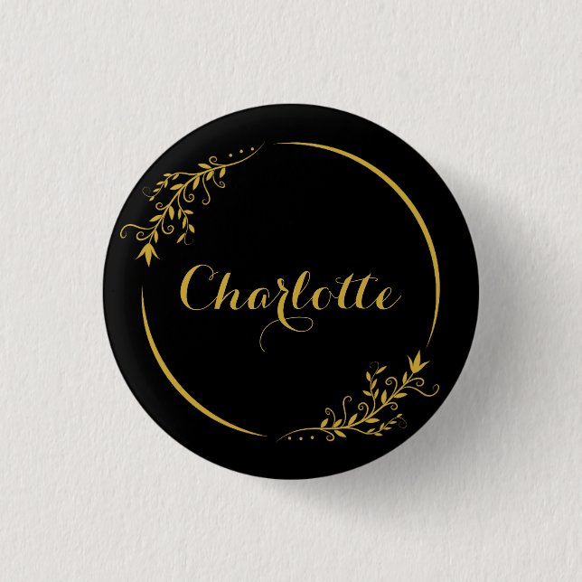 Personalised Name Stylish Frame Decorative Button (Front)