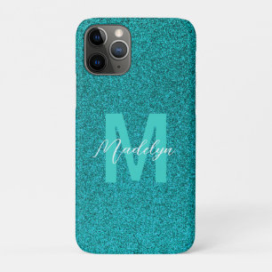 Personalised Name Stylish Glitter green iPhone 11 Pro Case