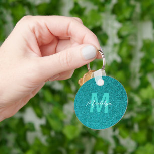 Personalised Name Stylish Glitter green Key Ring