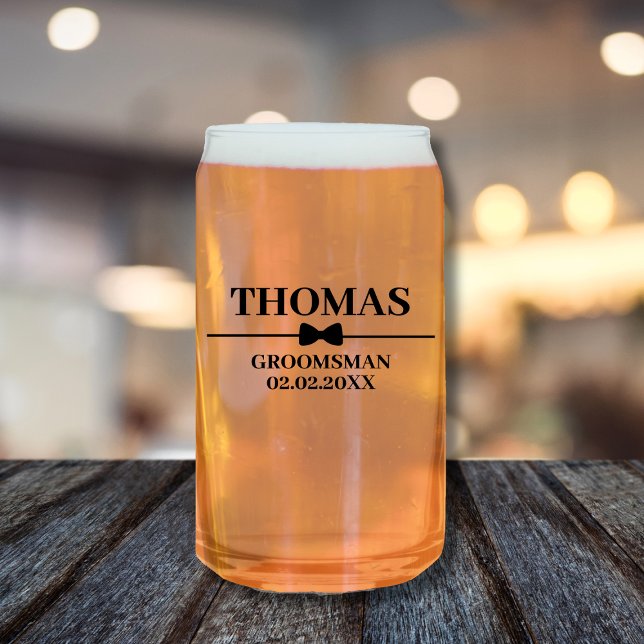  Personalised Name Stylish Groomsman Proposal Beer Can Glass (Personalized Name Stylish Groomsman Proposal Beer Can Glass)