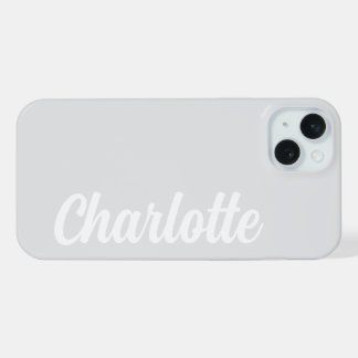 Personalised Name Stylish Modern Minimal LightGrey iPhone 15 Plus Case