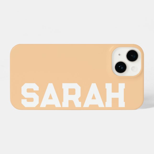 Personalised Name Stylish Modern Minimal Peach  iPhone Case (Back Horizontal)