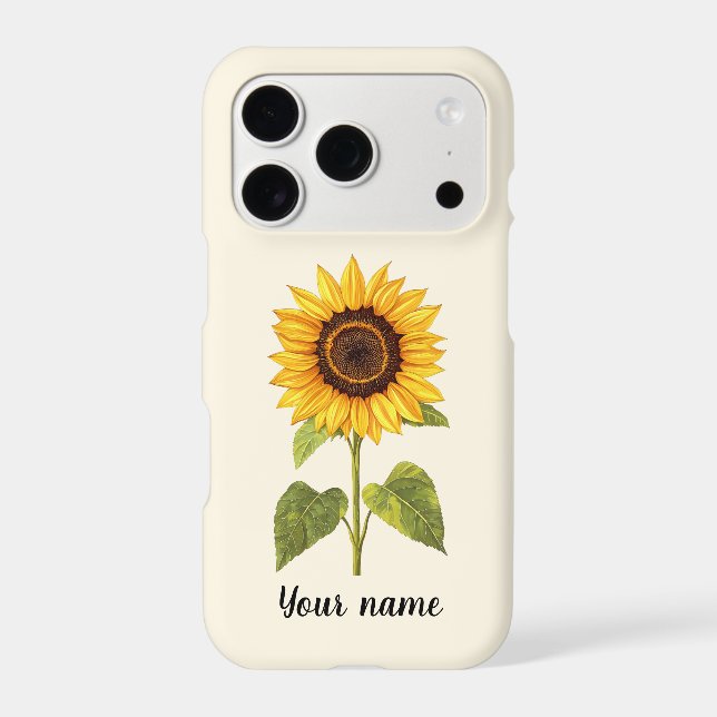 Personalised Name Sunflower iPhone Case (Back)