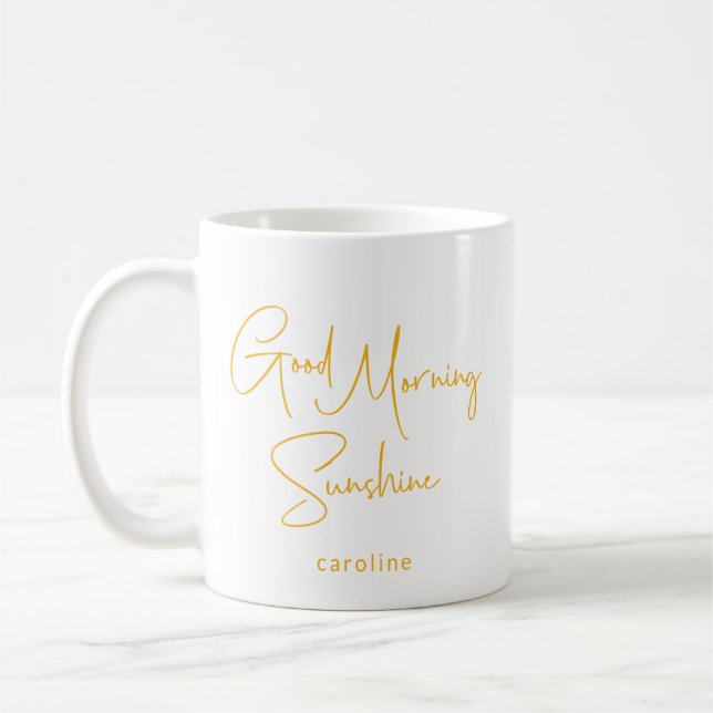 Personalised Name Sunshine Morning Cute Modern  Coffee Mug (Left)