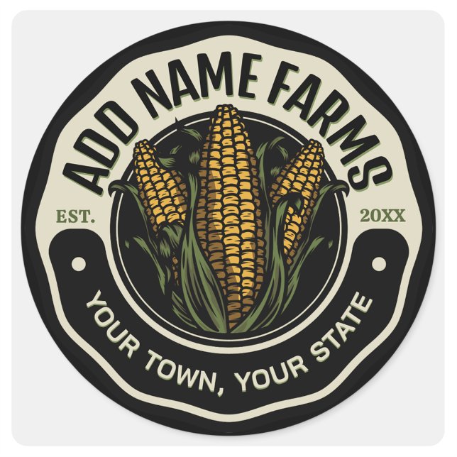 Personalised NAME Sweet Corn Garden Farm Farmer Classic Round Sticker (Creator Uploaded)