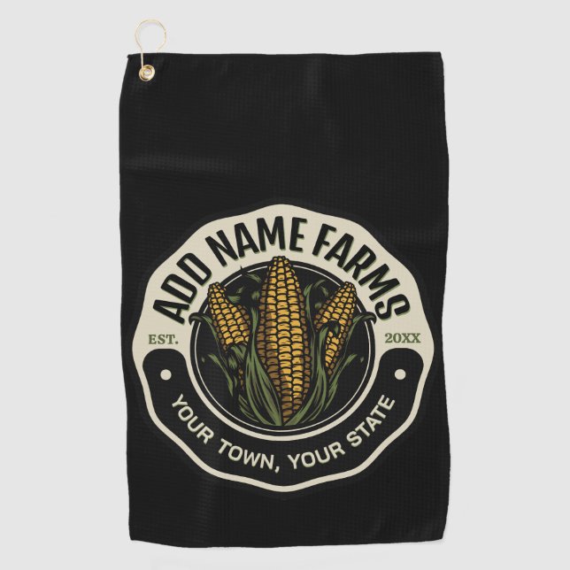 Personalised NAME Sweet Corn Garden Farm Farmer Golf Towel (Front)