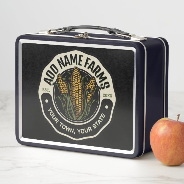 Personalised NAME Sweet Corn Garden Farm Farmer Metal Lunch Box (In Situ)
