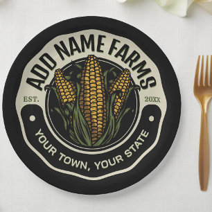 Personalised NAME Sweet Corn Garden Farm Farmer  Paper Plate