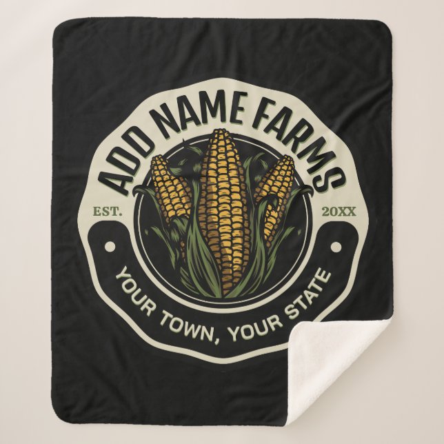 Personalised NAME Sweet Corn Garden Farm Farmer  Sherpa Blanket (Front)