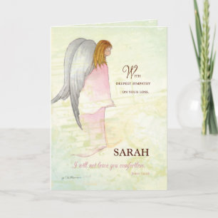 Personalised Name, Sympathy Angel, Christian Reli Card