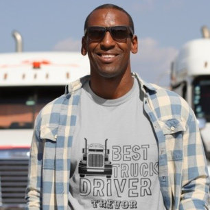Personalised Name Tan Best Truck Driver Carrier T-Shirt