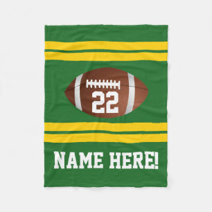 Personalised Name Team Colours Green/Gold Football Fleece Blanket