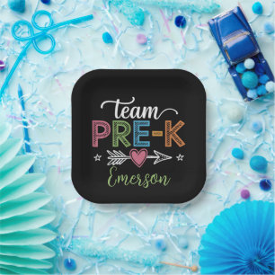 Personalised Name Team Pre-K PreSchool Teacher  Paper Plate