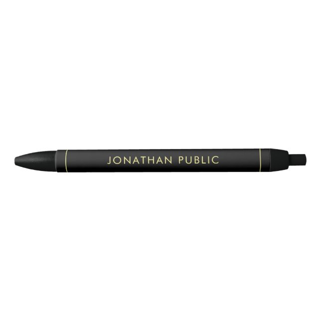 Personalised Name Template Elegant Black And Gold Black Ink Pen (Front)