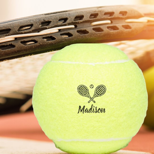 Personalised Name Tennis Player Monogrammed Tennis Balls (Score some aces on the court with your own monogrammed tennis balls. Team or single player gift.)