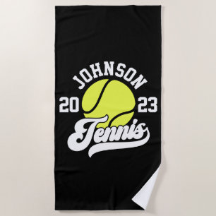Personalised NAME Tennis Player Racket Ball Court Beach Towel