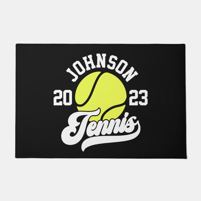 Personalised NAME Tennis Player Racket Ball Court Doormat (Front)