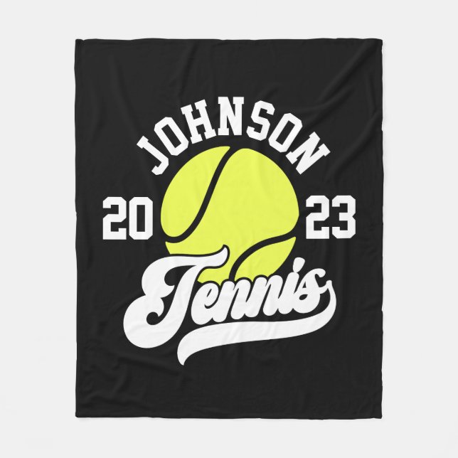 Personalised NAME Tennis Player Racket Ball Court Fleece Blanket (Front)