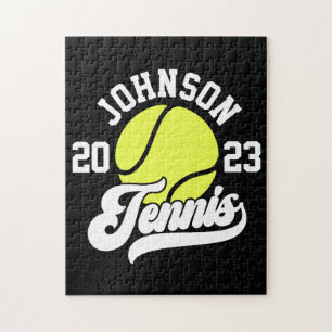 Personalised NAME Tennis Player Racket Ball Court Jigsaw Puzzle