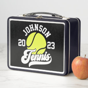 Personalised NAME Tennis Player Racket Ball Court Metal Lunch Box