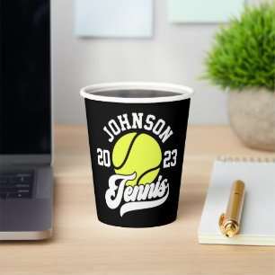 Personalised NAME Tennis Player Racket Ball Court Paper Cups