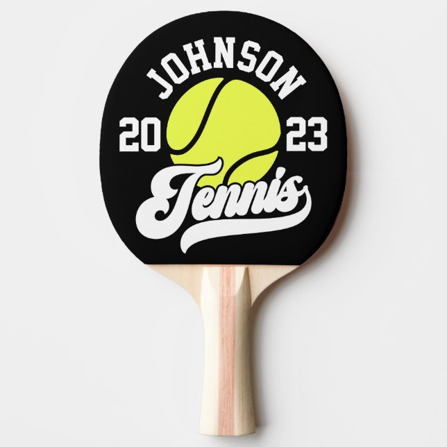 Personalised NAME Tennis Player Racket Ball Court Ping Pong Paddle (Front)