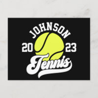 Personalised NAME Tennis Player Racket Ball Court