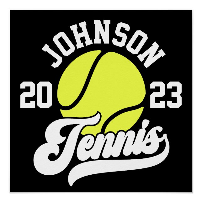 Personalised NAME Tennis Player Racket Ball Court Poster (Front)