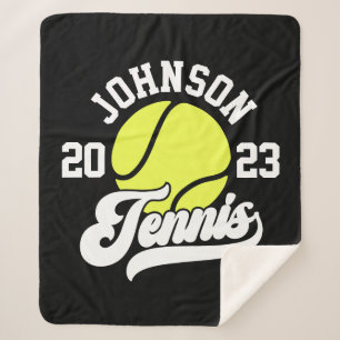 Personalised NAME Tennis Player Racket Ball Court Sherpa Blanket