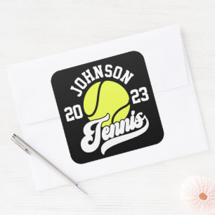 Personalised NAME Tennis Player Racket Ball Court Square Sticker
