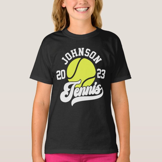 Personalised NAME Tennis Player Racket Ball Court T-Shirt (Front)
