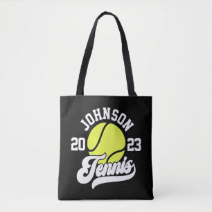 Personalised NAME Tennis Player Racket Ball Court Tote Bag