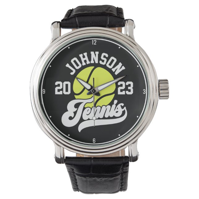 Personalised NAME Tennis Player Racket Ball Court Watch (Front)