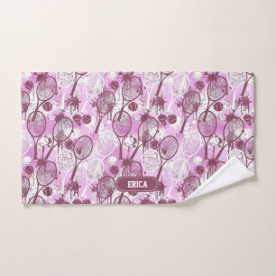 Personalised Name Tennis Towel Pink Arty Pattern