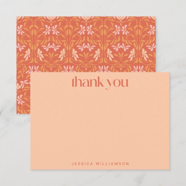 Personalised Name Terracotta Floral Bridal Shower  Thank You Card (Front/Back)