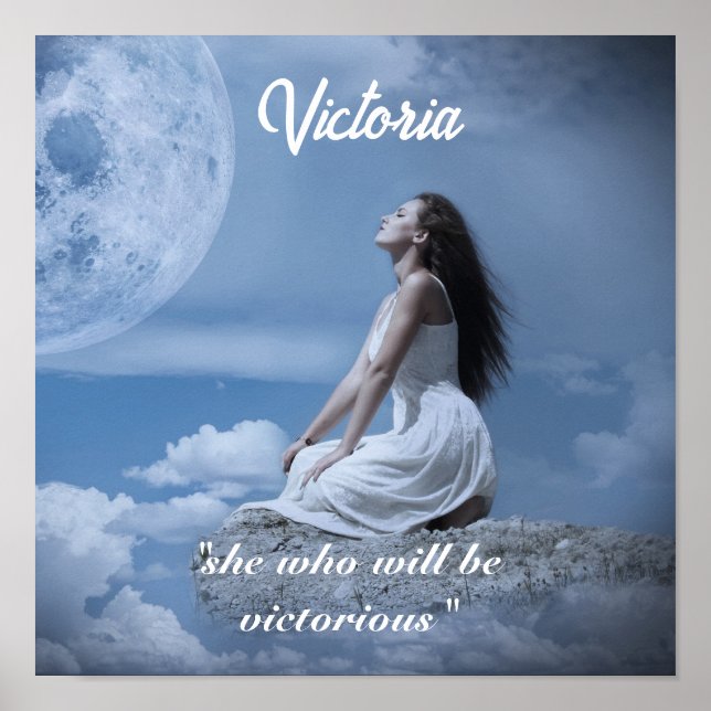 Personalised Name Text Moon Girl Fantasy Poster (Front)