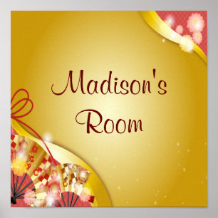 Personalised Name Text Pink Gold Floral Abstract Poster