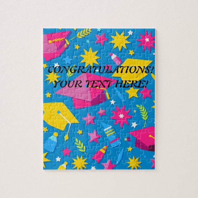 Personalised Name Text Unique Graduation Gift Jigsaw Puzzle (Vertical)