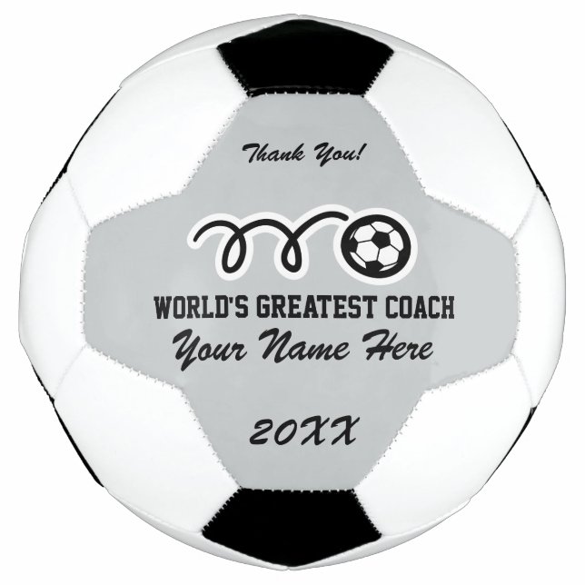 Personalised name thank you coach soccer ball (Front)