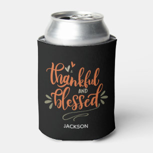 Personalised Name Thankful & Blessed Thanksgiving Can Cooler