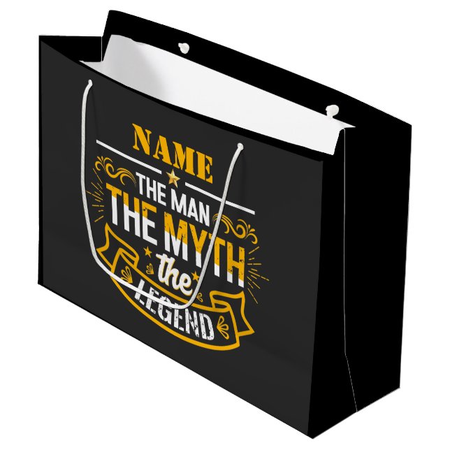Personalised Name The Man The Myth The Legend Large Gift Bag (Front Angled)