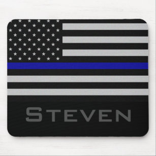 Personalised Name Thin Blue Line Flag Mouse Mat