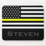 Personalised Name Thin Yellow Line Flag Mouse Mat<br><div class="desc">Personalised Name Thin Yellow Line Flag</div>