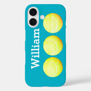 Personalised Name, Three Tennis Balls in a Row iPhone 16 Case