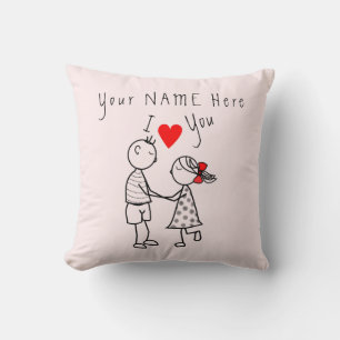 Personalised name Throw Pillow with Couple Love