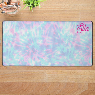 Personalised name tie & die girls desk mat