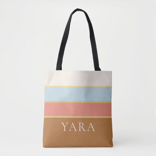 Personalised Name Tote Bag | Striped Summer Design (Front)