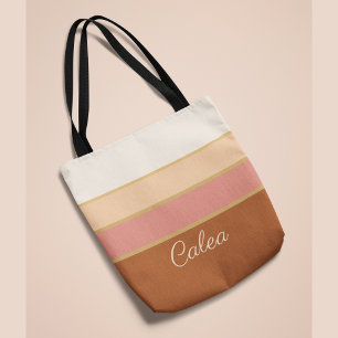 Personalised Name Tote Elegant Dusty Rose Striped  Bag