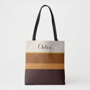 Personalised Name Tote –Elegant Earth Tones & Gold Bag