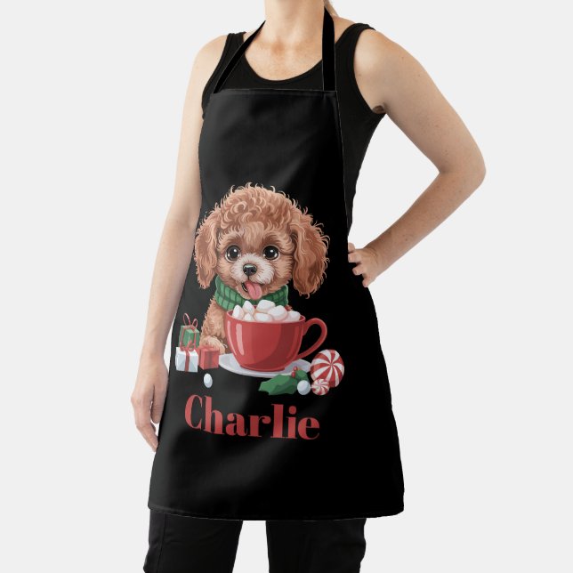 Personalised Name Toy Poodle Dog Lover Christmas  Apron (Insitu)